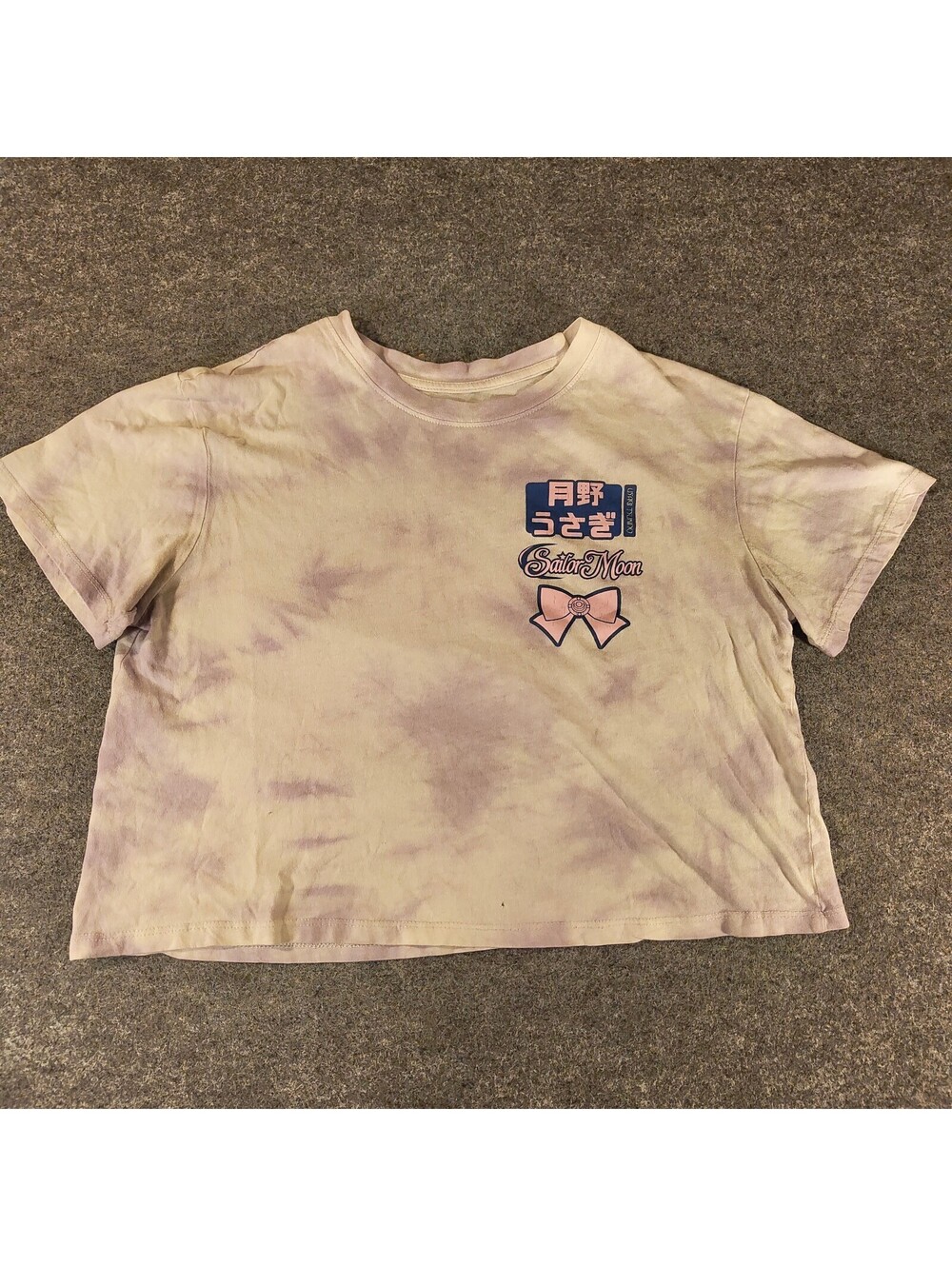 Sailor Moon Usagi Tsukino Tie Dye Crop Top T Shirt Anime Pastel Purple Graphic M